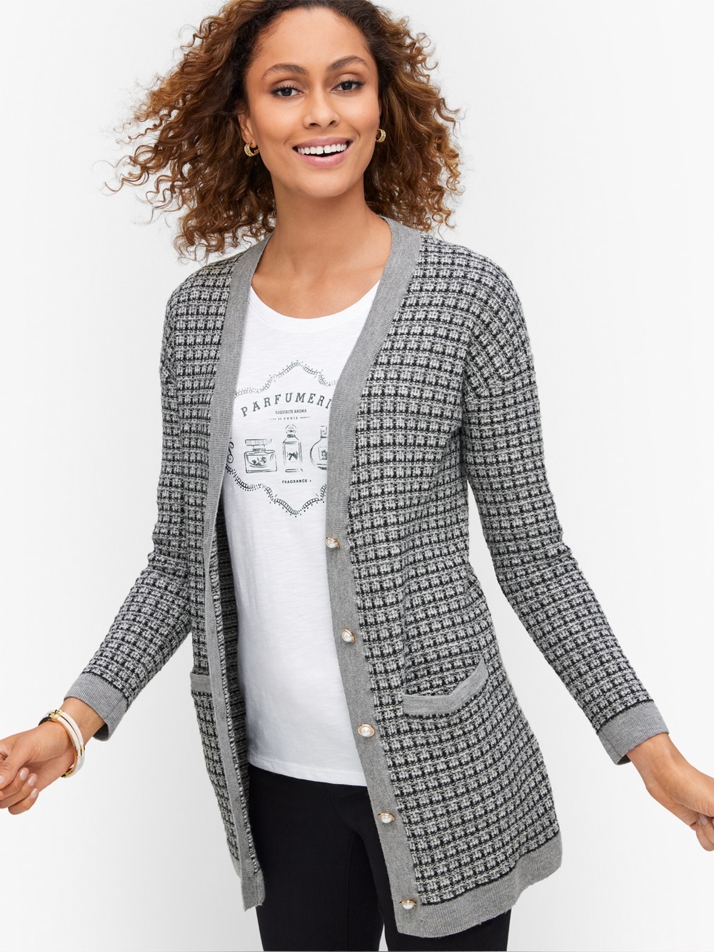 Talbots Mini Plaid Pure Merino Wool Cardigan Academia Womens size XS